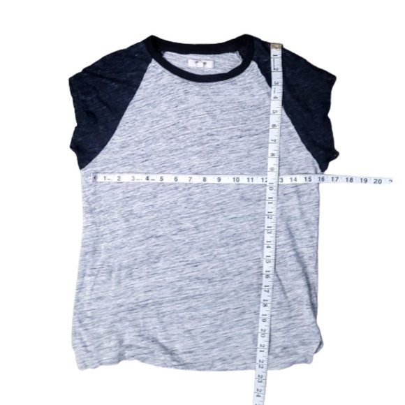 Madewell 100% Linen Raglan Tee Shirt Gray Heather and Black Women's Size Small - Picture 6 of 6